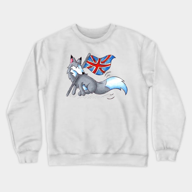 Flag Flying Wolf (UK) Crewneck Sweatshirt by KristenOKeefeArt